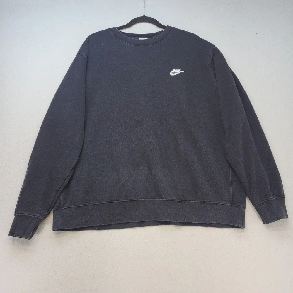 Nike Sweatshirt Mens 2XL Black Club Fleece Crewneck Pullover BV2662-010